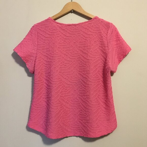 90s Bubblegum Pink Fabric Weave Short Tee - Picture 2 of 16